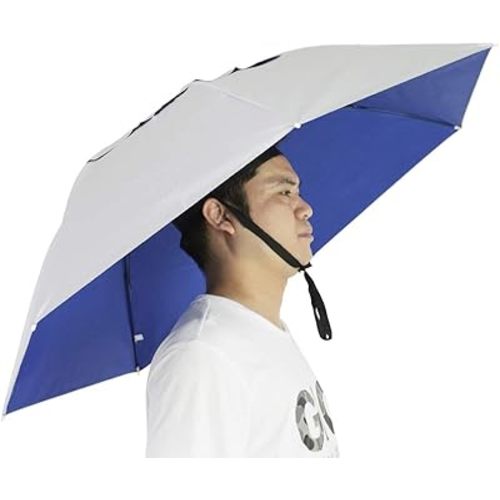 NEW-Vi Fishing Umbrella Hat Folding Adjustable Sun Rain Cap, 37.4”Oversize Hands Free Umbrellas, 7-Ribs Anti-UV Waterproof Headwear for Fishing Gardening Golf Sunshade Outdoor