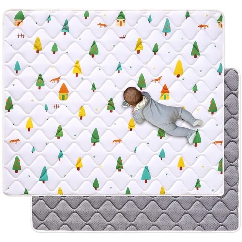 Odorless Premium Foam Baby Play Mat 79" x 59", Soft Microfiber Fabric Crawling Mat for Floor- Comfortable and Hypoallergenic, Non-Slip Cushioned Floor Playpen mat for Infants,Babies,Toddlers
