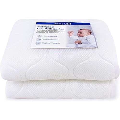 Luxurious Waterproof Crib Mattress Protector, Breathable 3-Layer 3D Mesh Fabric Crib Mattress Cover Pad, Breathable & Soft & Thick & Comfy, 52x28 in Fit for Standard Cribs & Toddler Bed, 1 Pack