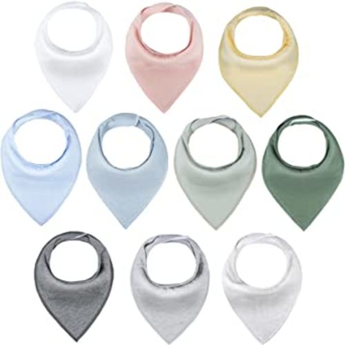 Cherub Baby Bandana Drool Bibs for Baby Boy, 10 Pack Organic Cotton Baby Bibs for Drooling and Teething, Absorbent Baby Girl Bibs