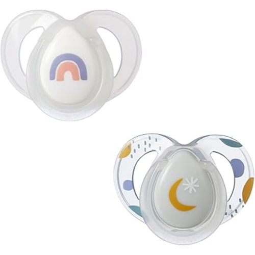 Tommee Tippee Nighttime pacifier, 6-18months, 2 pack of glow in the dark pacifiers with reusable sterilizer pod