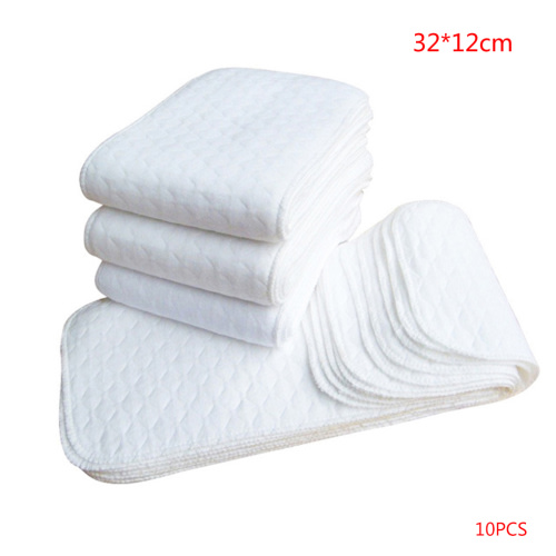10PCS Reusable baby Diapers Cloth Diaper Inserts 1 piece 3 Layer Insert 100% Cotton Washable Baby Care Products