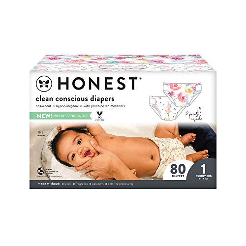 The Honest Company Clean Conscious Disposable Diapers - Rose Blossom + Tutu Cute, Size 1, 78 Count