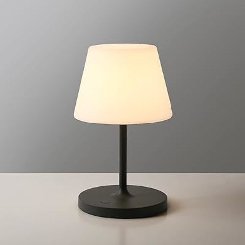 Outdoor Battery Operated Table Lamp Waterproof, 4000mAh Cordless Table Lamp Rechargeable, Touch Dimmable Desk Lamp, LED Night Light for Patio Camping Restaurant Home, H9.6in, Dark Grey