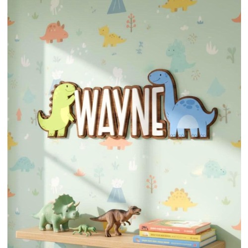 Dinosaur Baby Name Sign | Custom Laser Cut Name Sign, Dinosaur Nursery Decor, Dino Wall Art, Baby Shower Gifts, Jurassic Crib Name Sign