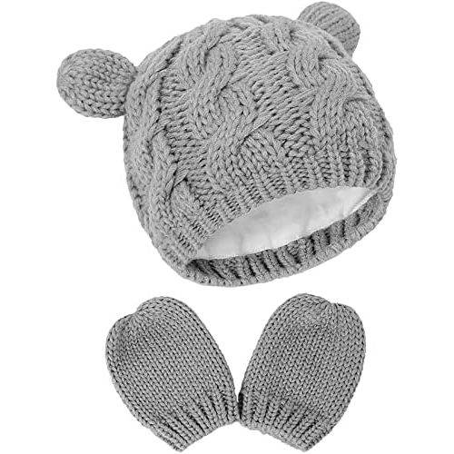 YeeHeen Newborn Winter Beanie Hats Gloves Kit for Baby Girls Boys Mittens Set Infant Knitted Hat Toddler Warm Cap