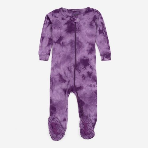 Leveret Footed Cotton Pajamas Tie Dye Purple Mix 0-3 Month