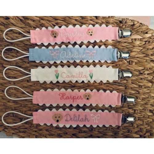 Monogram pacifier clip