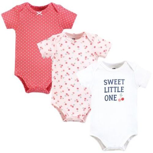 Hudson Baby Infant Girl Cotton Bodysuits, Sweet Cherry, 0-3 Months