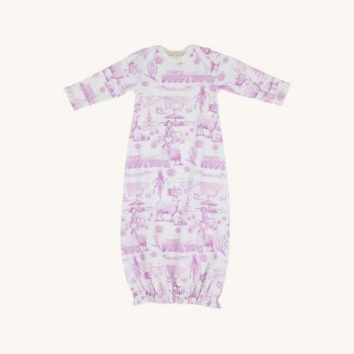 Adorable Everyday Gown - Lavender and Lambs with Worth Avenue White