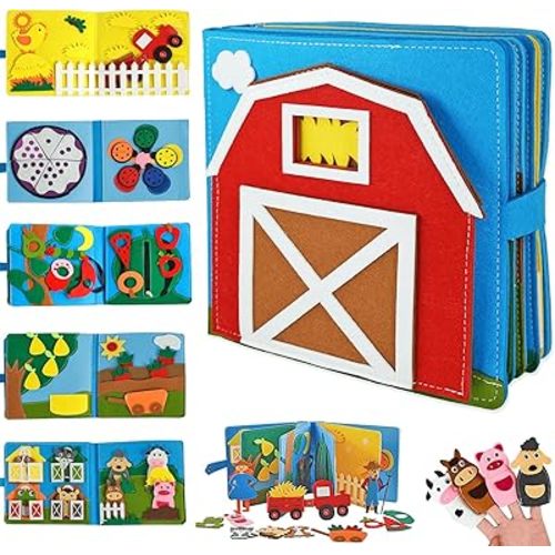 Montessori Busy Book for Toddlers 3+, 3D Felt Quiet Book for Baby, Autism Sensory Book, Develops Fine Motor Skills Preschool Learning Activities Educational Sensory Toy Travel Toys for Kids Gift