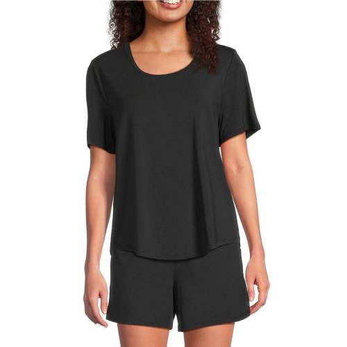 VAN WINKLE & CO. Solid Knit Short Sleeve Scoop Neck Coordinating Sleep Top