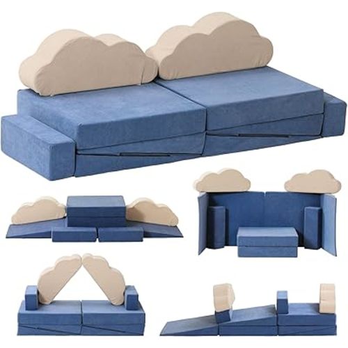Modular Kids Play Couch, Kids Couch for Playroom Bedroom, Child Sectional Sofa, Convertible Toddler Couch Sofa for Boys & Girls, Kids Modular Couch, Soft Kids Sofa for Creative Kids