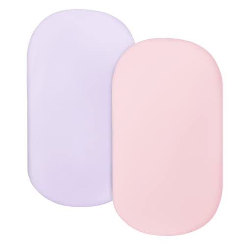 Bassinet Sheet Set 2 Pack Fitted Bassinet Sheets for Baby Girl, Universal Microfiber Soft Cradle Sheets for Oval Rectangle and Hourglass Bassinet Mattress, Pink and Violet