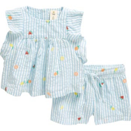 Ruffle Cotton Sleeveless Top & Shorts Set, 6M