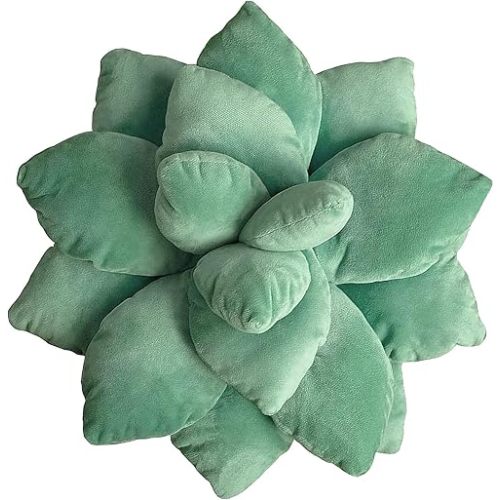 3D Succulent Pillow,Cute Pillows,Leaf Pillow,Decorative Throw Pillow,Gifts for Succulent Lovers Or Kids (10 inches, Dark Green)