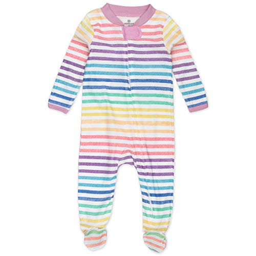 HonestBaby Sleep & Play Footed One-Piece Pajama Sleeper 100% Organic Cotton, Baby Girls
