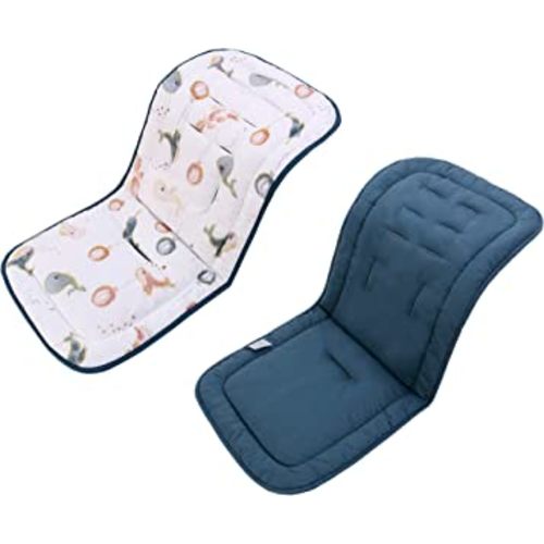 Baby Stroller Cushion,Infant Car Seat Insert-Reversible Universal Breathable and Soft Newborn Stroller Mat, 100% Cotton Cover Toddler Seat Pad Liner-34x78cm,1 Pack（Whale）
