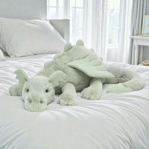 Snow Dragon Plush Pillow – Large Soft Fantasy Stuffed Animal | Cozy Cute Dragon Plushie for Kids & Adults