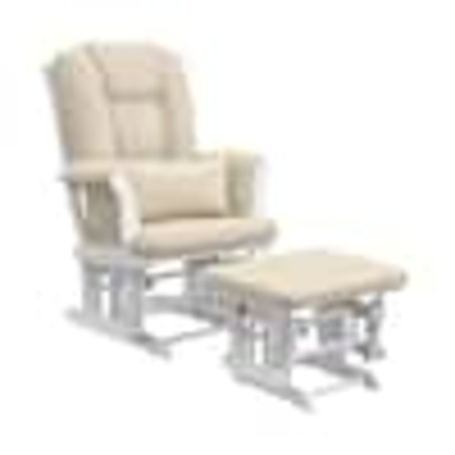 Storkcraft Tuscany White with Beige Cushion Glider and Ottoman Set 06554-511