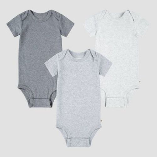 Huggies Baby 3pk Solid Organic Bodysuit - Gray 6m