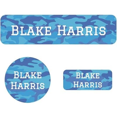 Name Bubbles - Kids Custom Name Labels for Daycare, School, Camp (102 Labels) - Personalized Waterproof Name Stickers for Clothes Tags, Lunch Boxes, Water Bottles, & School Supplies (Camo)