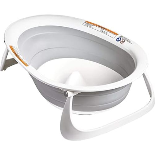 Boon NAKED 2-Position Collapsible Baby Bathtub, Recline or Sit Up for Infants and Toddlers - Gray