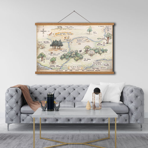 Framed 100 Acre Wood Map, Winnie the Pooh Map Print, Pooh Nursery, 100 Akers Wood Nursery, Winnie the Pooh Baby, 100 Acre Woods Canvas