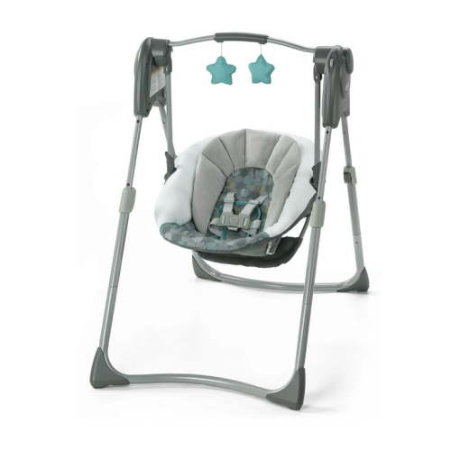 Graco Slim Spaces Compact Infant Swing, Space-Saving Design, Gray, Tilden