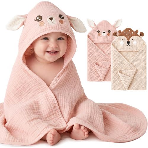 2-Pack Muslin Hooded Towels