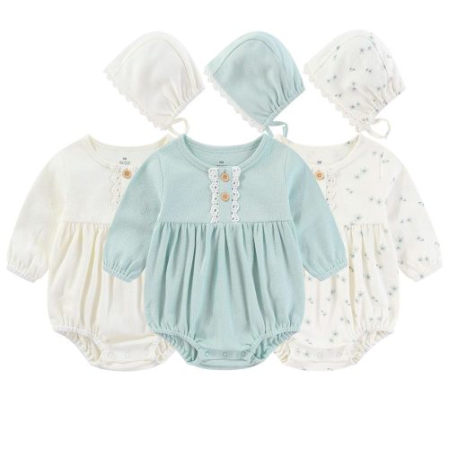 Baby Girl Outfit Cotton Bubble Romper Floral Dress Infant Girls Clothes 3-pack