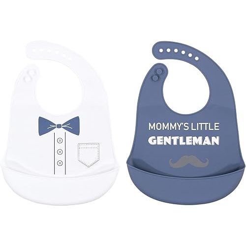 Hudson Baby Unisex Baby Silicone Bibs, Mommys Little Gentleman, One Size