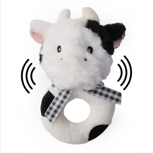 Bearington Lil' Gilly 5.5 Inch Cow Baby Rattle - Baby Wrist Rattles - Plush Rattles For Baby Cow Rattle