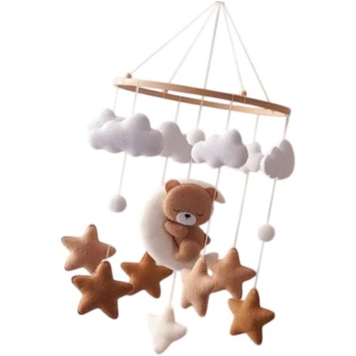 DYNWAVE Baby Mobile,Mobile Bed Bell,Sensory Toy,Hanging Baby Bedroom Decor,Photography Props,Nursery Decoration Felt Ball Pendant Toy, Bear