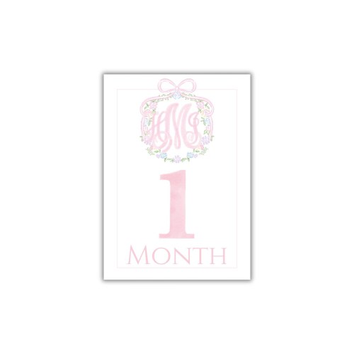Girls Milestone Cards Customizable Floral Wreath