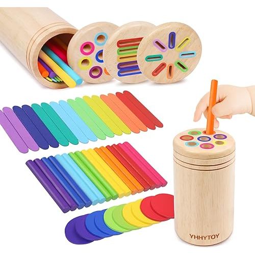 Montessori Toys for 2 3 4 Years Old, 3 in 1 Educational Sensory Color Sorting Toys for Toddlers 1-3, Fine Motor Skills Preschool Learning Activities, 2 3 4 Year Old Girls Boys Birthday Gifts