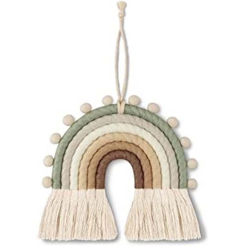 Woven Rainbow Wall Hanging - Boho Home Decor, Handmade Colorful Macrame Wall Art for Nursery Kids Teens Bedroom, Cotton Macrame Tassel for Home Décor Home Nursery Baby Room