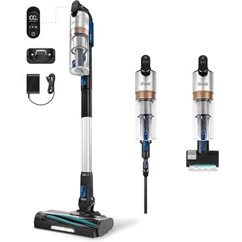LEVOIT Cordless Vacuum Cleaner with HEPA Filter, Stick Vac with Tangle-Resistant Design, Up to 60 Mins, Powerful Suction, Lightweight, Mini Motorized Brush, for Carpet, Hard Floor, Pet Hair, LVAC-300