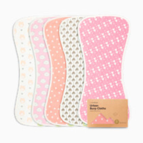 Organic Burp Cloths Baby Boy & Girl - 5-Pack Super Absorbent Cotton Burping Cloths for Babies, Soft & Plush Newborn Spit Up Rags, Infant Towels for Milk Spit Up, Unisex,Large 21" x 10"(Pink Dreams)