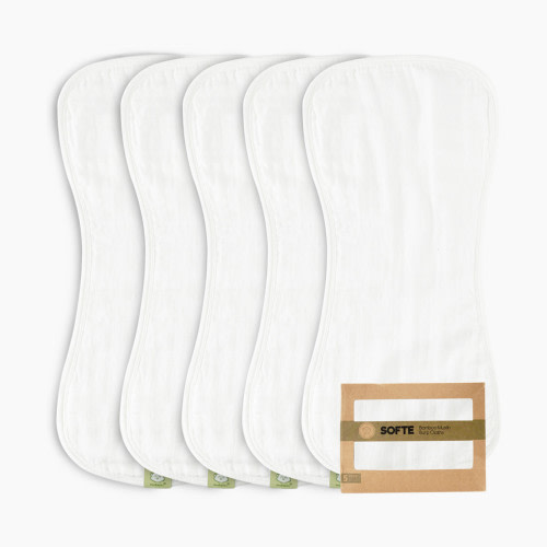 KeaBabies Softe Muslin Baby Burp Cloth - Soft White, 5