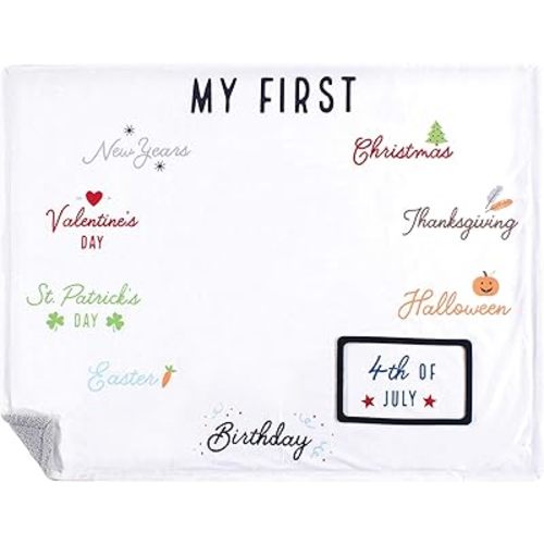 Hudson Baby Unisex Baby Plush Holiday and Milestone Blanket, Holiday, One Size