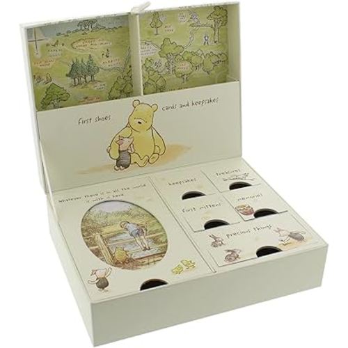 Happy Homewares Winnie The Pooh Keepsake Box with Drawers and Map of Hundred Acre Wood - Officially Licensed