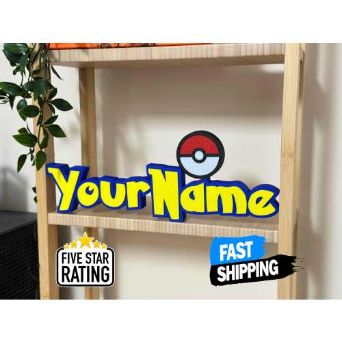 Pokemon Style Personalized Name - Custom pokemon name sign - custom kids room, game room, office sign gift