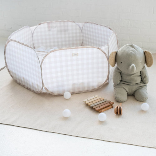 3 Sprouts Recycled Fabric Kids Ball Pit/gingham/beige | Wayfair