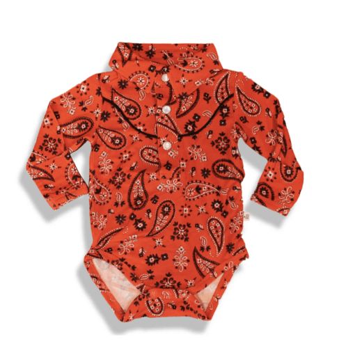 Paisley Long Sleeve Western Snap Collared Bodysuit