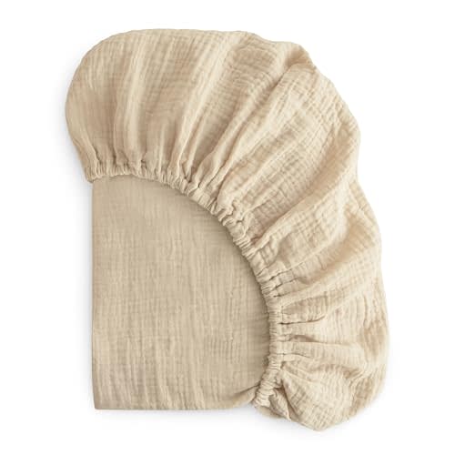 mushie Extra Soft Muslin Fitted Crib Sheet | 192 Thread Count | 28"x 52" (Fog)