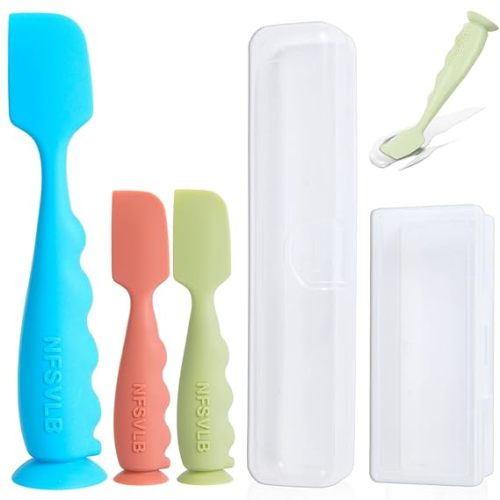 NFSVLB Baby Diaper Cream Spatula with Case-1 Large 2 Mini Butt Paste Spatula with 2 Travel Case-Soft Baby Butt spatula baby Diaper Cream Applicator-Diaper Rash spatula Bum Spatulas Brush