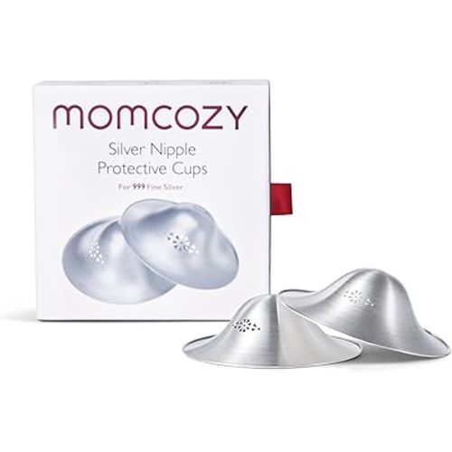Momcozy 999 Silver Nursing Cups Original Perforated Breathable Design, 999 Silver Nipple Cover for Breastfeeding Essential, Silver Nipple Shield for Nursing Newborn, Metal Nipple Shields, Regular Size