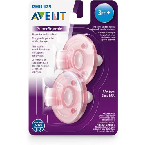 Philips Avent Super Soothie Pacifier, Pink, 3+ months, 2 Pack, SCF192/07