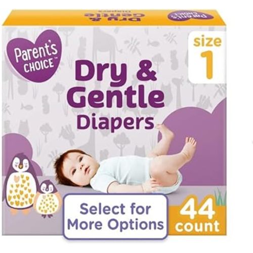 Parents Choice Dry & Gentle Diapers ~ Size 1~44 Count ~ 1 Pack